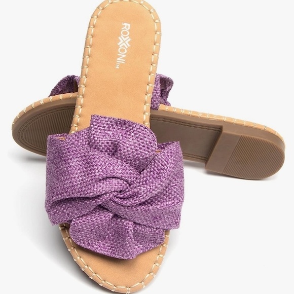 Roxoni Lilac Knot Purple Summer Slides Women's Flats Sandals Shoes NWT SZ 7 - Picture 4 of 7